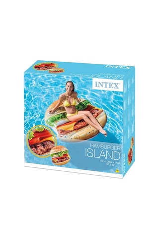 Intex Hamburger Ada Yatak 145 Cm Şişme Deniz Yatağı 58780 Çok Renkli