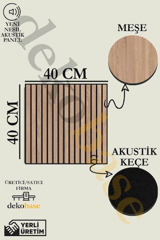 Meşe 10 Adet 40x40cm Yeni Nesil Akustik Ahşap Duvar Paneli