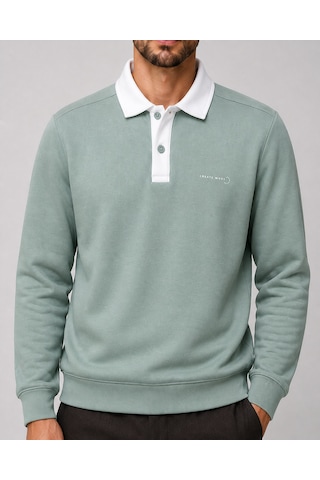 Redline Snap Erkek Regular Fit Düğmeli Kışlık Sweatshirt Mint