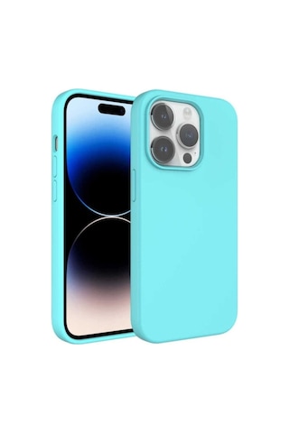 Apple Uyumlu iPhone 14 Pro Kılıf Sıvı Teknolojili Silinebilir Sert Zore Kivi Kapak Turkuaz