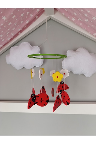 Bebek Beşik Süsü Dönence Organik Dekorasyon Montessori-mdl-2007 Kırmızı