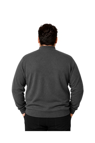 Battalmoda Erkek Büyük Beden Füme Yarım Balıkçı Pamuklu Kazak 3xl-4xl-5xl-6xl