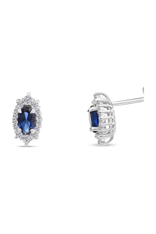 0.70 Karat Safir Pırlanta Küpe - Hrd Sertifikalı