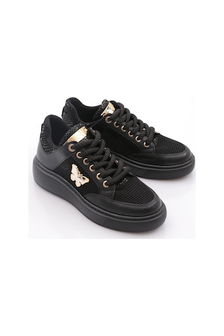 Dgn B1007 Kadin Fileli Aksesuarli Sneakers Ayakkabi Siyah