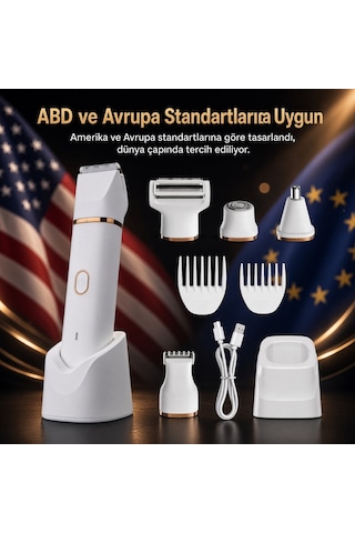Wablow Vücut Tıraş Makinesi Series 5+1 Seti,yüz/saç/vücut, Ipx7 Su Geçirmez,seramik Bıçak Şarj Standlı Garanti