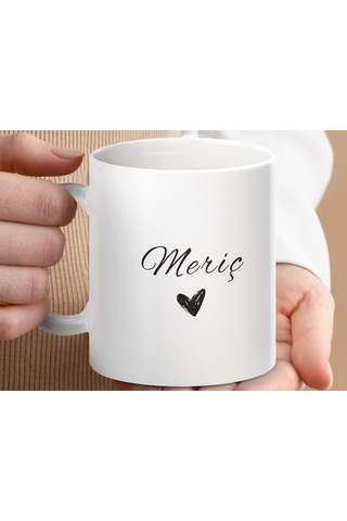 Meriç İsimli Kupa Bardak, İsimli Bardak, Hediye Kupa Bardak, Kahve Kupa Bardak Beyaz