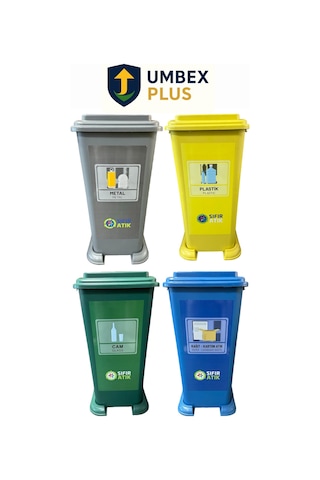 70 Litre Plastik Geri Dönüşüm Kutusu Geri Dönüşüm Kovası / Sıfır Atık Kutusu A Kalite Siyah 4 Adet Çok Renkli