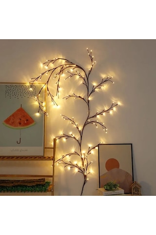 Suofeng 1.6m Led Dal Işıklı Simülasyon Süper Yay, 72 Led Usb Girişli 8 Fonksiyonlu Odalar İçin Dekoratif Atmosfer Işığı Ip45 Sıcak Beyaz