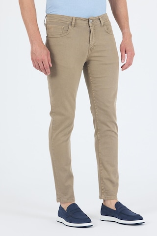 İmza Koyu Bej Pamuklu 5 Cep Casual Slim Fit 5 Cep Pantolon 1003250318 Fransız Bej