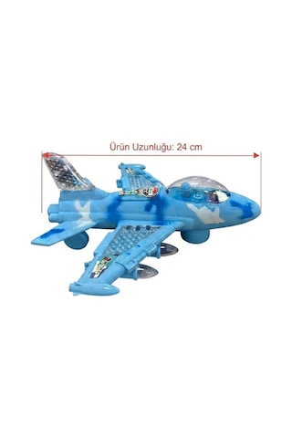 Işıklı Ve Müzikli Çarp-dön Savaş Uçağı - Hareketli Ve Eğlenceli Oyuncak Uçak 24 Cm