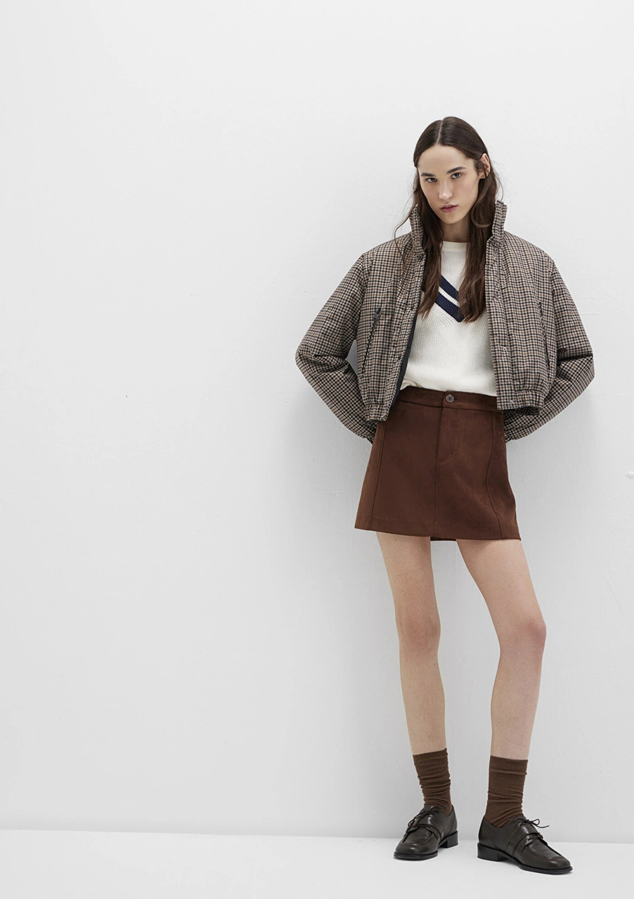 Mavi - Suni Süet Kahverengi Mini Etek 1310782-70241 Kahverengi