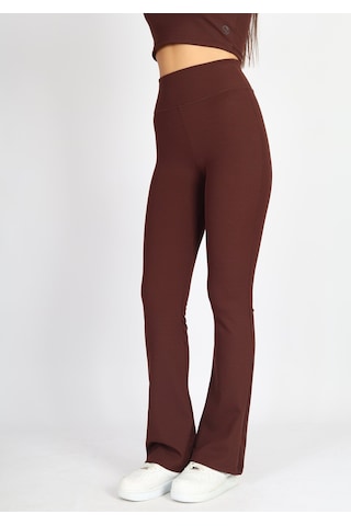 Soft&Basic Kadın 2'li Kaşkorse Raporlu Toparlayıcı İspanyol Paça Tayt Pantalon Siyah-kahverengi