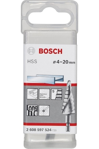 Bosch HSS 9 Kademeli Matkap Ucu 4-20 mm - 2608597524