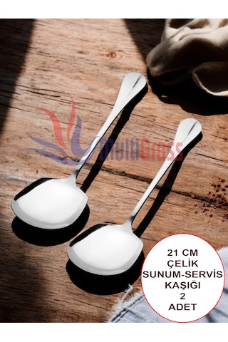 Çelik 21 Cm 2 Adet Servis Kaşığı / Sunum Kaşığı Çelik 21 Cm 2 Adet Servis Kaşığı / Sunum Kaşığı