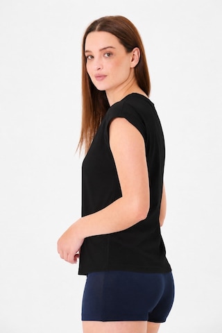 Sortie Collection Düşük Kollu Rahat Kesim Pamuklu Basic Tshirt Siyah