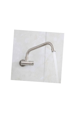 1 Adet Döndürülebilir Paslanmaz Çelik Genişletilmiş Duvar Musluğu Uzatılmış Mutfak Lavabo Musluk Paslanmaz Çelik