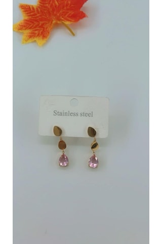 Kadın Sallantı Kalpli Çelik Küpe Gold Renk Altın