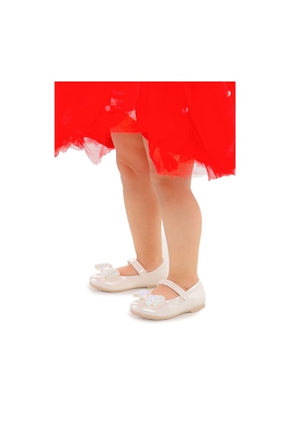 Kiko Kids Cırtlı Fiyonklu Kız Çocuk Babet Ayakkabı Ege 200 Cilt Sedef