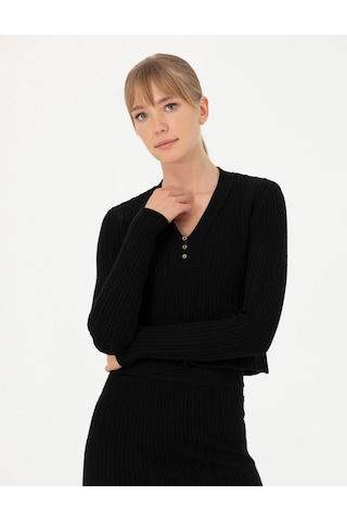 Pierre Cardin Kadın Siyah Triko Kazak 50276214-vr046 Siyah
