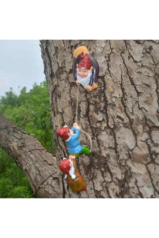 Tenfowee Minimalist Bahçe Figürü - Reçine Cüce Heykeli, Ağaçta Tırmanan Ornament, Modern Dekoratif Süs