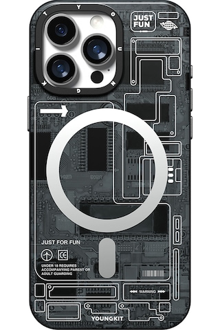 Apple iPhone 16 Pro Max Kılıf Magsafe Uyumlu Kamera Denetim Butonlu Youngkit Technology Serisi Kapak Gri