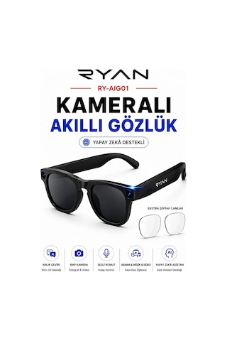 Bagajon Ryan Ry-aıg01 Yapay Zeka Destekli Kameralı Akıllı Gözlük 8mp Anlık Çeviri, Fotoğraf Video, Bluetooth, Sesli Asistan-14905