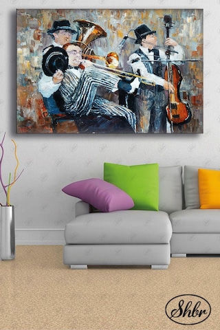 Tekli Yatay Dekoratif Kanvas Tablo Salon Yatak Odası Kafe Ofis Orkestra Duvar Tablosu