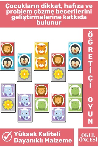 Preschool Eğitici Öğretici Zeka Görsel Algı Geliştirici Okul Öncesi 28 Parça Eğlenceli-domino Oyunu