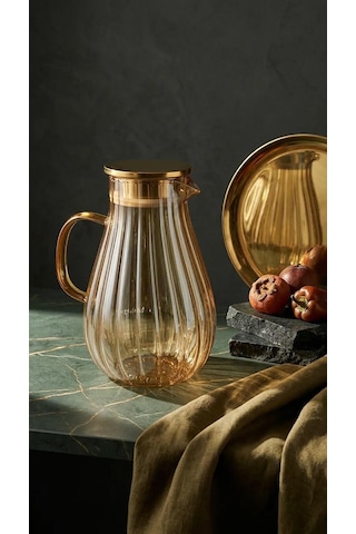 Qerhome Cam Papatya Model Amber Sürahi 1800 Ml Dr-23