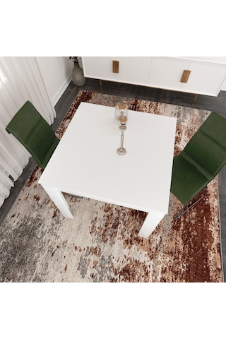 Pasific Home Single Mutfak Yemek Masası, 90x90 cm, Kare, Parlak Beyaz