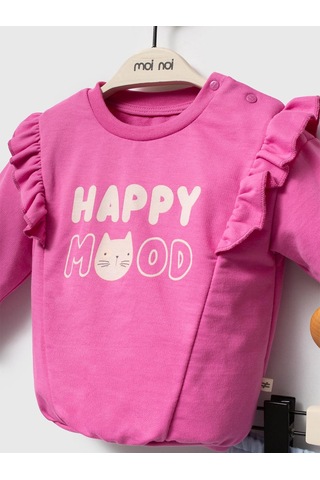 Moi Noi Baby Moi Noi 2li Happy Baskılı 3-12 Ay Takım - Fusya Fuşya