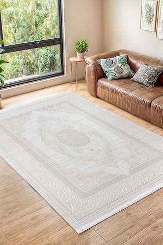 Elvey Home 7105 Krem Modern Desen Doğal Taban Koridor Mutfak Çocuk Oturma Odası Salon Halı Yolluk 7105kemik