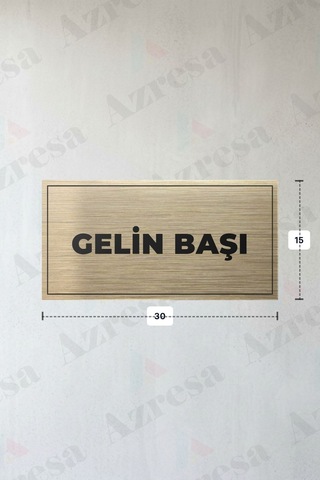 Gelın Başı Yazılı - Metal - Gold Renk - Kapı İsimliği - 30x15 Cm