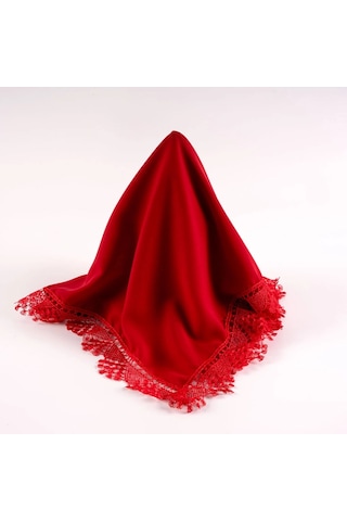 İğne Oyalı Şal Namaz Örtüsü, 144x68 Cm. Kırmızı Kırmızı