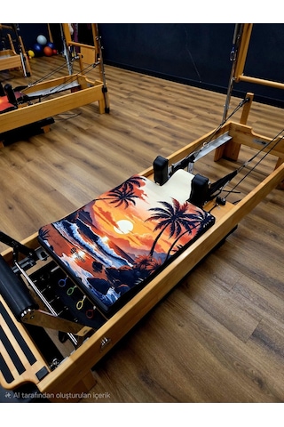 Reformer Pilates Mat ' Kaymaz' -'wavy Sunset' Renkli