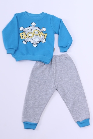 Erkek Bebek 3 İplik Eşofman Takımı Boom Baskılı A33 mavi