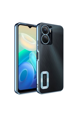Vivo Y16 Kılıf Kamera Korumalı Logo Gösteren Zore Omega Kapak Sierra Mavi