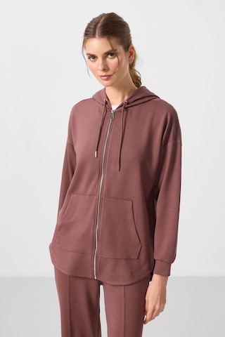 Tommylıfe Kahverengi Yumuşak Dokulu Kapüşonlu Oversize Kadın Tunik Sweatshirt - 97302