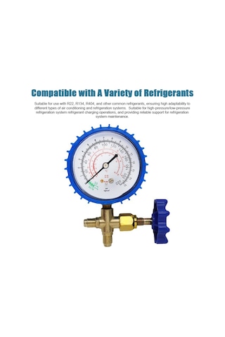 Youtek Otomatik Ve Ev Klimaları İçin Yüksek Basınçlı Teklü Manometre, R22/r134/r404 Uyumlu, Soğutma Sistemi Bakımı Ve Soğutucu Doldurma Aracı