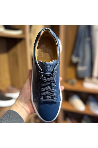 Alza %100 Hakiki Deri Erkek Sneaker Günlük Rahat Ve Şık Ayakkabı - Lacivert