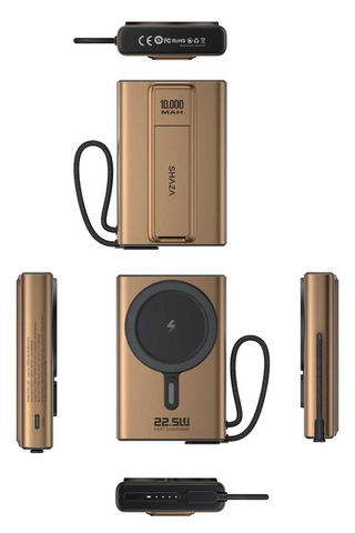 Shaza 10.000 Mah 22.5w Magsafe Taşınabilir Standlı Şarj Cihazı Gold