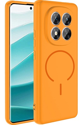 Xiaomi Redmi Note 14 Pro 5g Kılıf M-safe Şarj Özellikli Zore Meta Kapak Turuncu