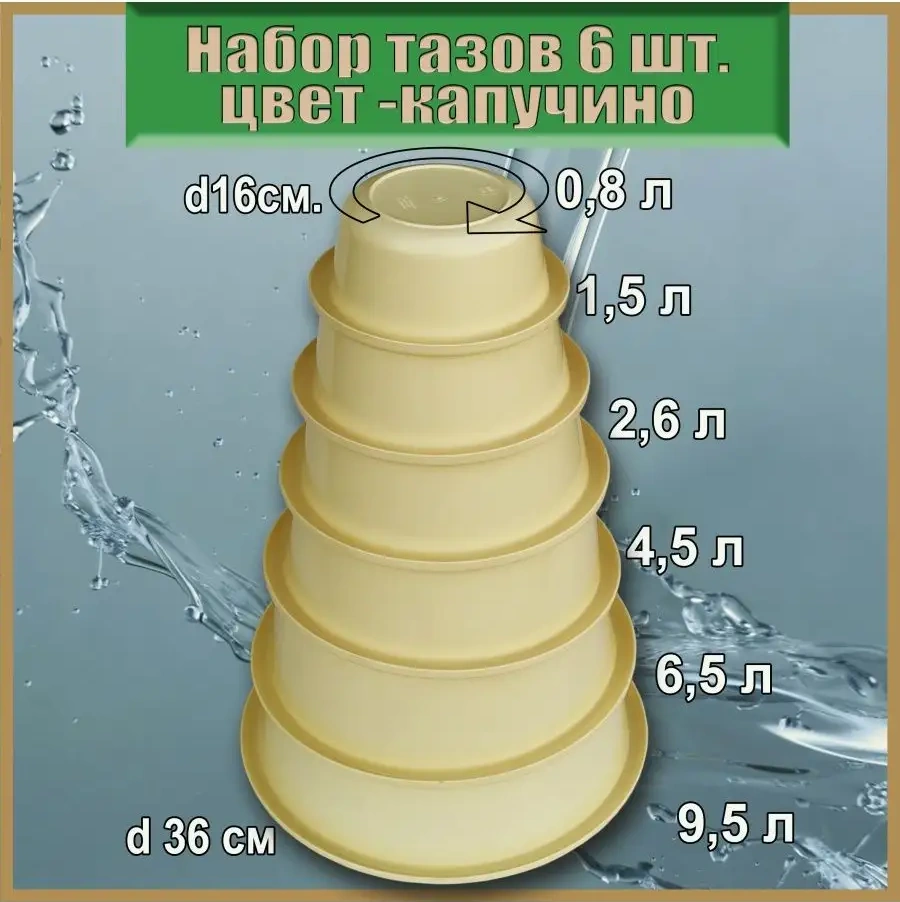 Lpm Küvet - 6 Parça Seti Bej, Kapuçino 9,5 -0,8 Litre Paket İçinde 169884985