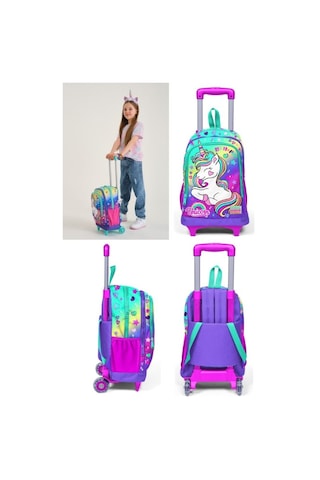 Coral High Kız Çocuk Yeşil Unicorn Tekerlekli Okul Çantası Ve Kal