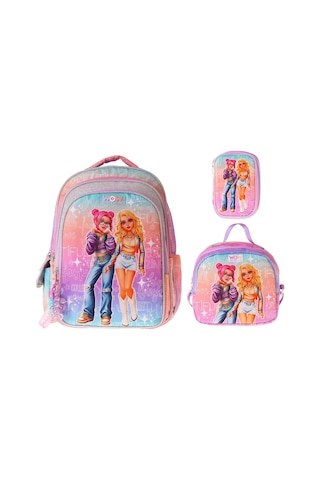 Wow Generation Üçlü İlkokul Okul Çanta Seti - Pembe - Mor - Star Desenli - Kız Çocuk - Setwg-w6033a Çok Renkli