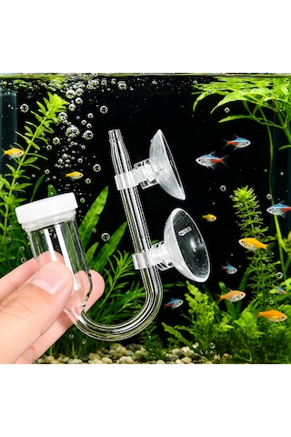 Cam Akvaryum Oksijen Difüzörü Vantuzlu Hava Taşı Nano Air Stone İnce Kabarcık Üreten Balık Tankı O2 Difüzörü