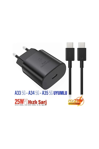 Samsung A33 5g - A34 5g - A35 5g Uyumlu Şarj Aleti 25w Hızlı Ve 5a Şarj Kablosu