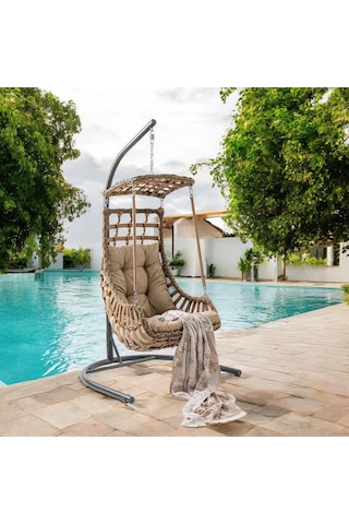 Capri Swing Alaçatı Tekli Rattan Bahçe Salıncağı Balkon Salıncağı Renkli