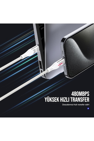 Bix BX05CC Type-C To Type-C 60 W Şarj Data Kablosu 1 M Beyaz