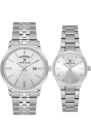 Daniel Klein 8682308439122 Classic All Silver Çelik Kordonlu Sevgili Çift Kol Saatleri Gümüş